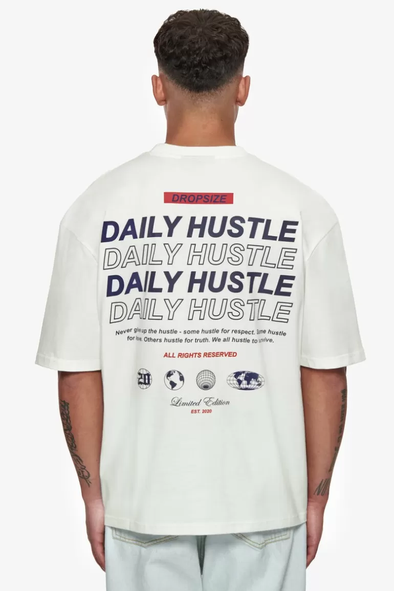 Clearance Dropsize Heavy Oversize Quattro Hustle T-Shirt Cream