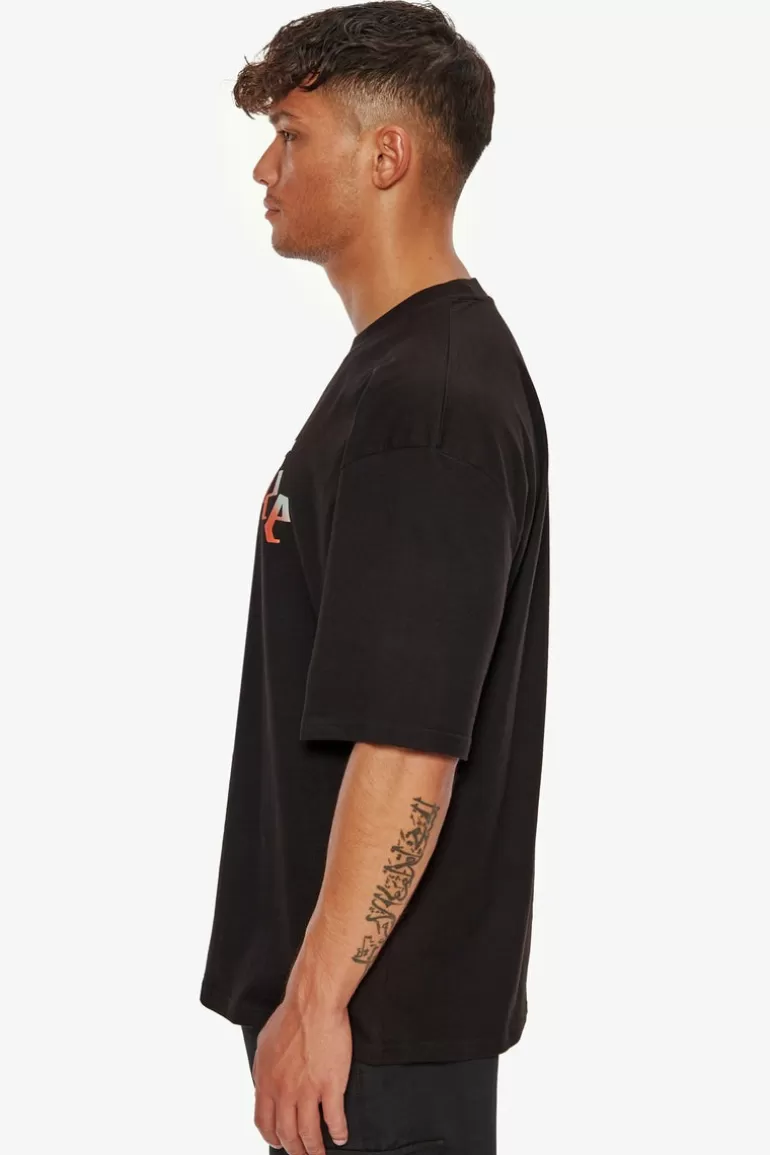 Online Dropsize Heavy Oversize Rainbow T-Shirt Black