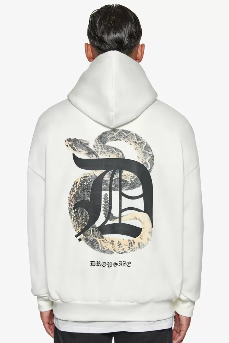 Best Sale Dropsize Heavy Oversize Rattle Snake Hoodie Cream White