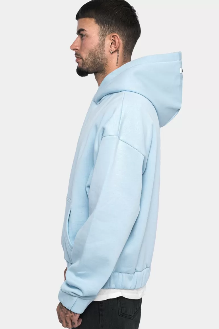 Cheap Dropsize Heavy Oversize Rubber Patch Hoodie Baby Blue