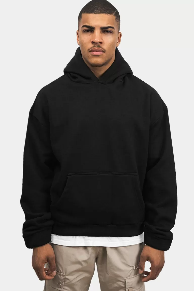 Outlet Dropsize Heavy Oversize Rubber Patch Hoodie Black