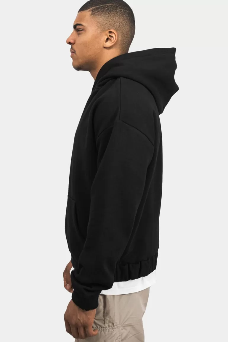 Outlet Dropsize Heavy Oversize Rubber Patch Hoodie Black