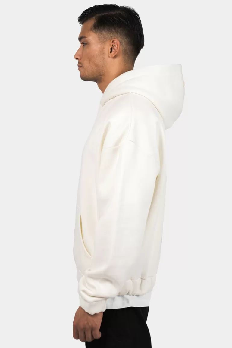 Best Dropsize Heavy Oversize Rubber Patch Hoodie Cream White