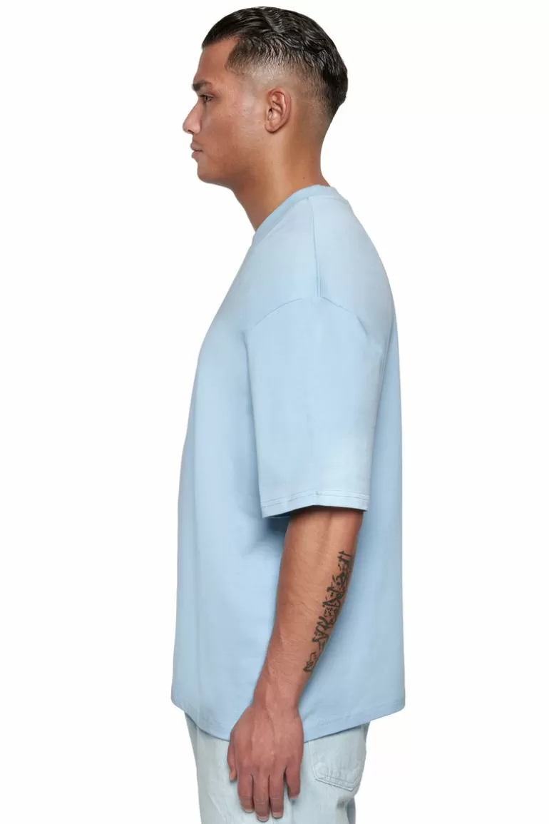 Online Dropsize Heavy Oversize Rubber Patch T-Shirt Baby Blue