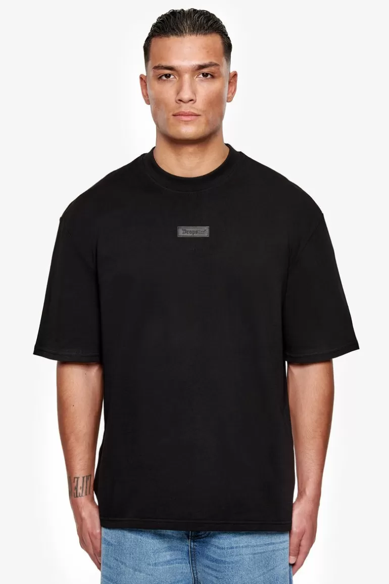 Cheap Dropsize Heavy Oversize Rubber Patch T-Shirt Black