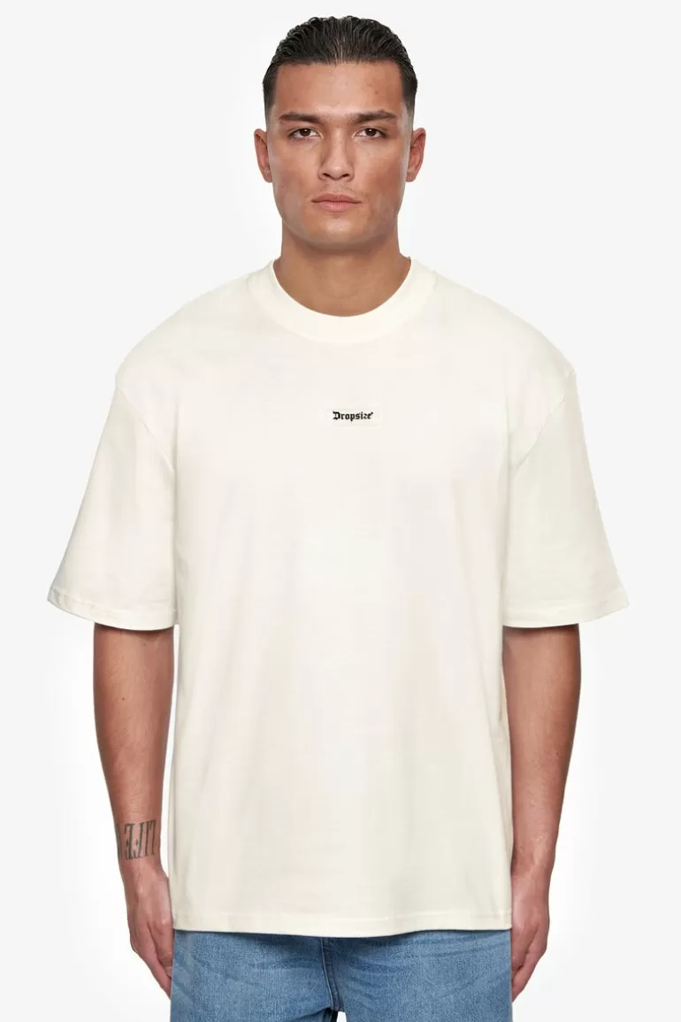 Online Dropsize Heavy Oversize Rubber Patch T-Shirt Cream