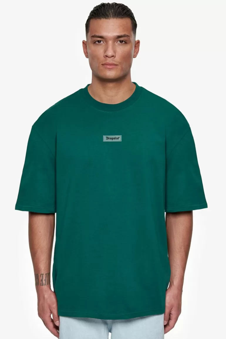 Outlet Dropsize Heavy Oversize Rubber Patch T-Shirt Green