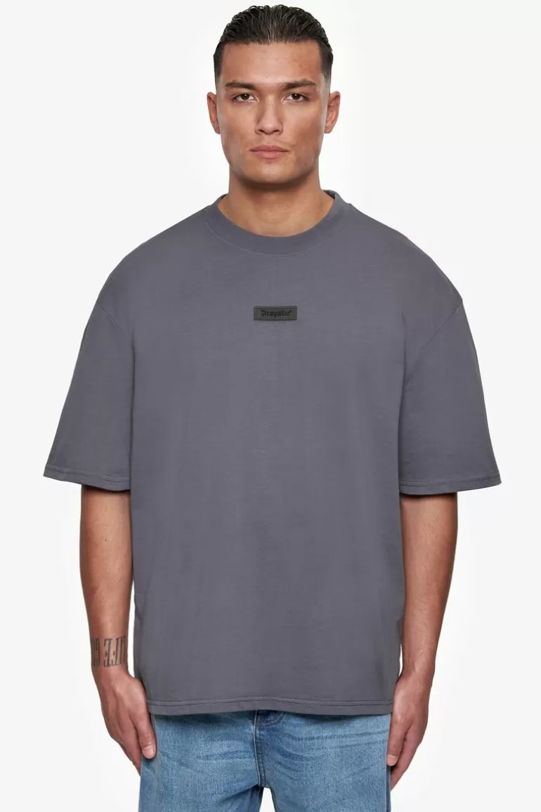 Cheap Dropsize Heavy Oversize Rubber Patch T-Shirt Steel Grey