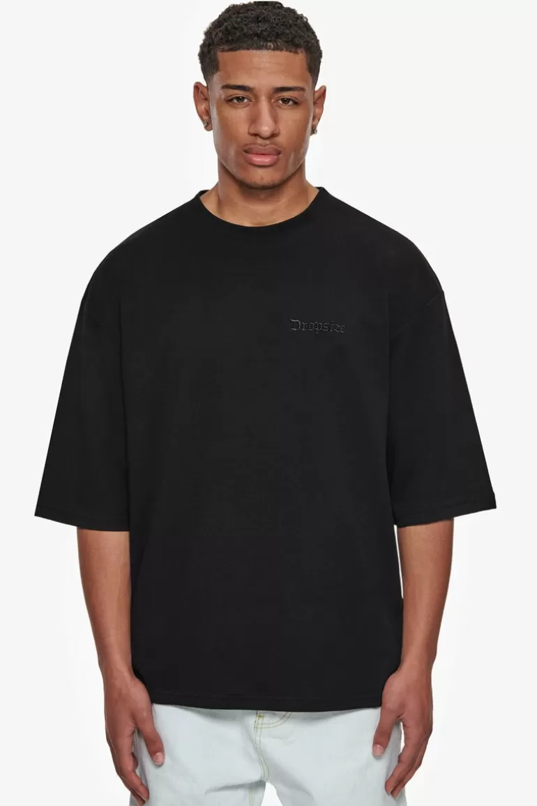 Best Sale Dropsize Heavy Oversize Silk Embo T-Shirt Black