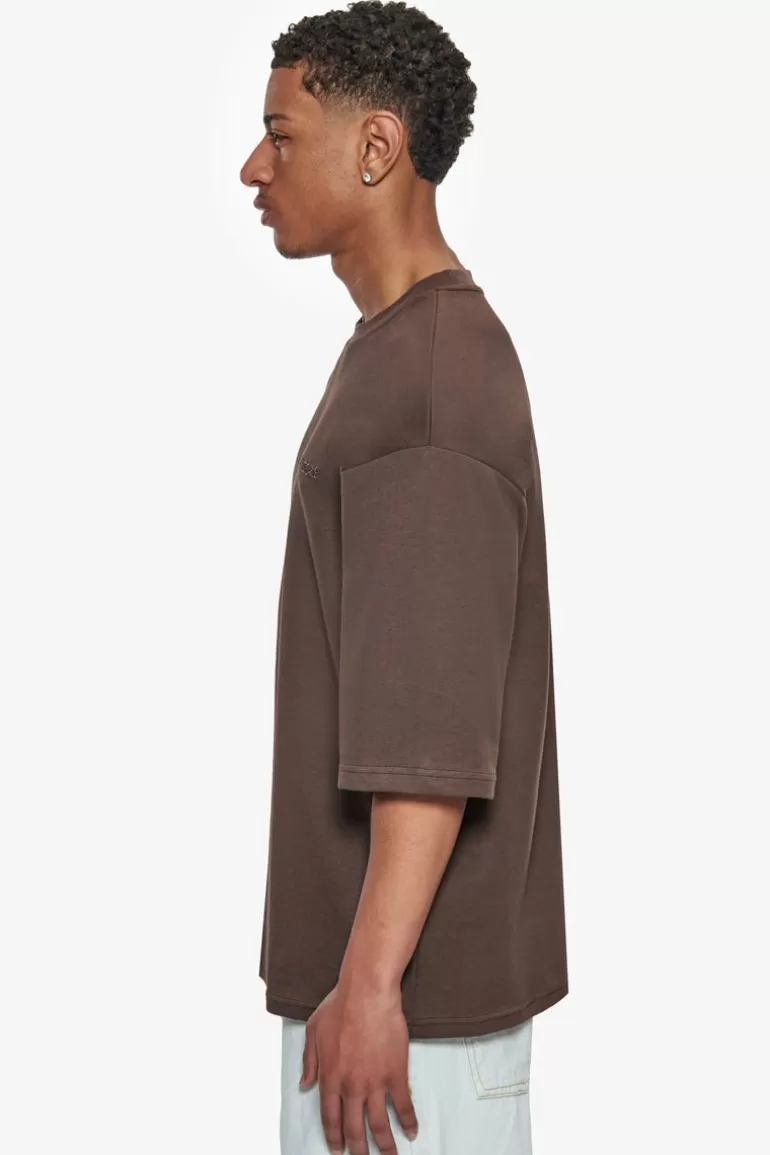 Shop Dropsize Heavy Oversize Silk Embo T-Shirt Chocolate Brown