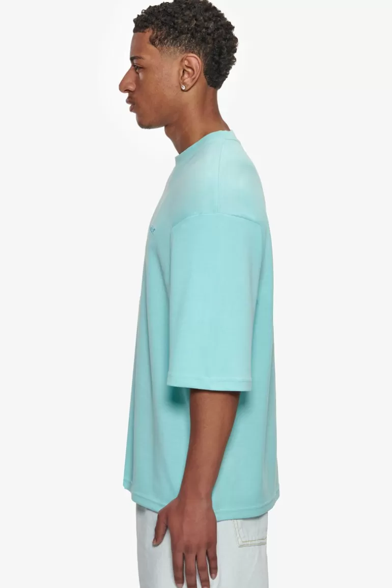 Online Dropsize Heavy Oversize Silk Embo T-Shirt Turquoise