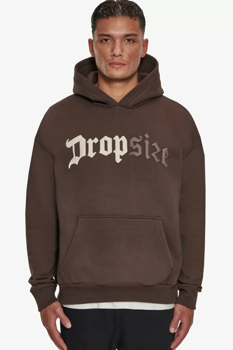 Flash Sale Dropsize Heavy Oversize Split Logo Hoodie Chocolate Brown