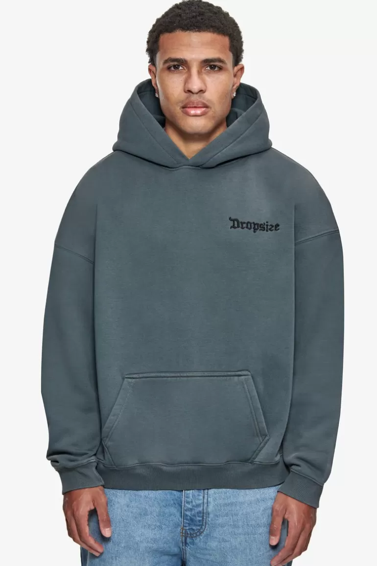 Clearance Dropsize Heavy Oversize Stone Grey Embo Hoodie