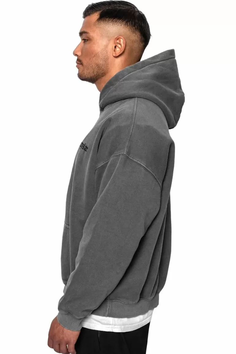 Clearance Dropsize Heavy Oversize Washed Grey Embo Hoodie