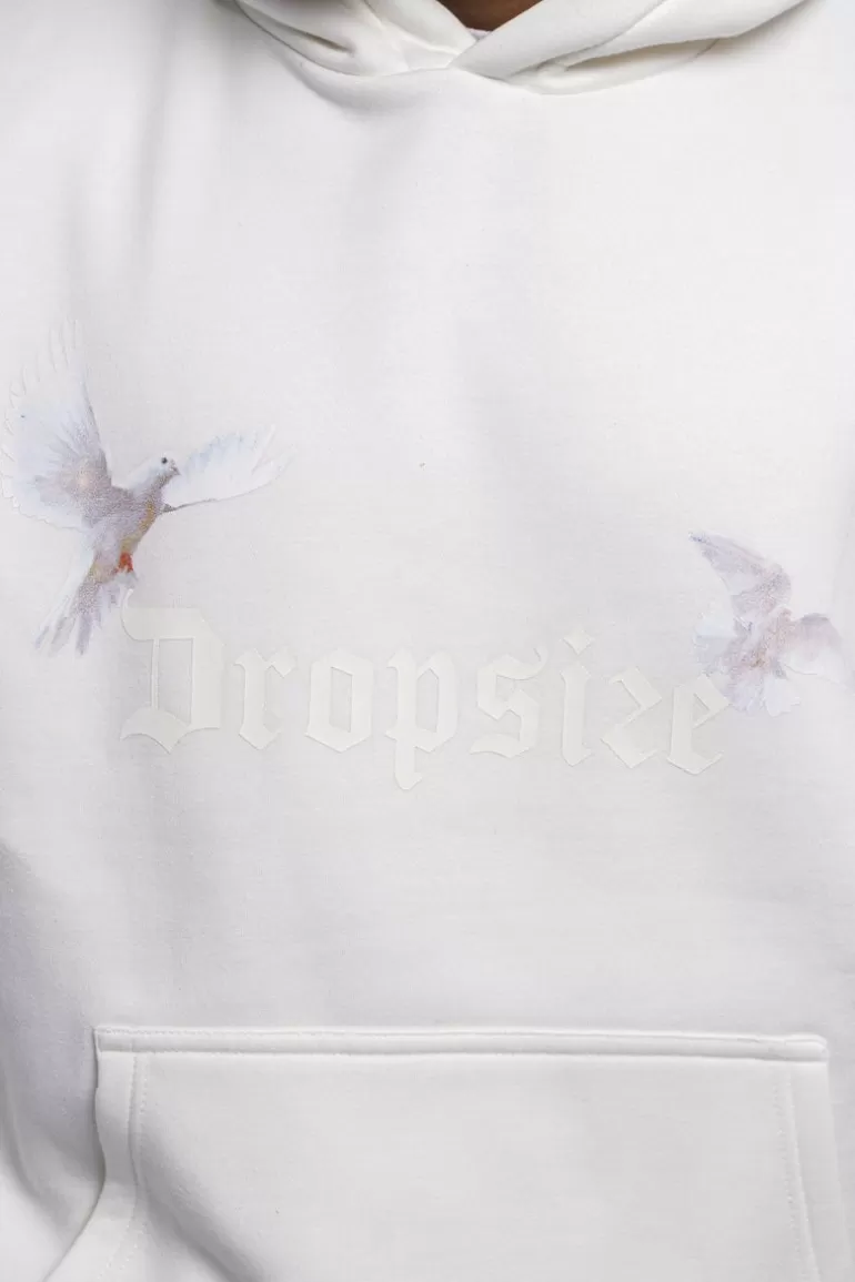 Cheap Dropsize Heavy Oversize White Doves Hoodie Cream White