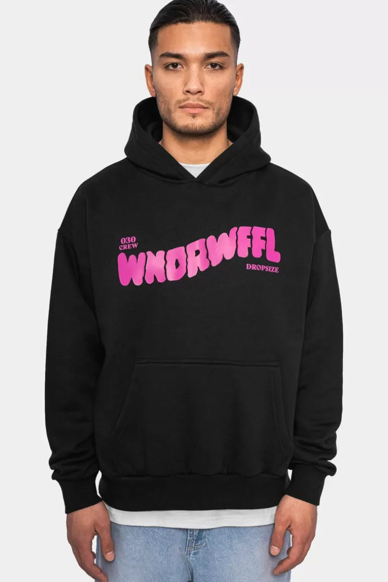 Outlet Dropsize Heavy Oversize Wonder Waffel Hoodie Black