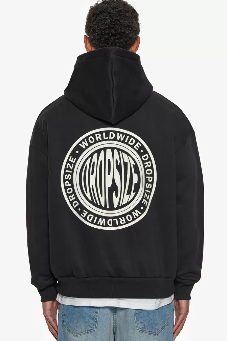 Cheap Dropsize Heavy Oversize Worldwide Hoodie Black