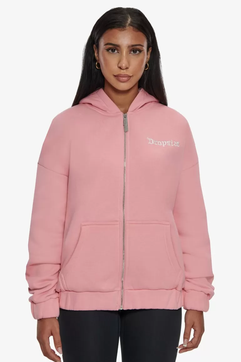 Cheap Dropsize Heavy Oversize Zip Hoodie Pink