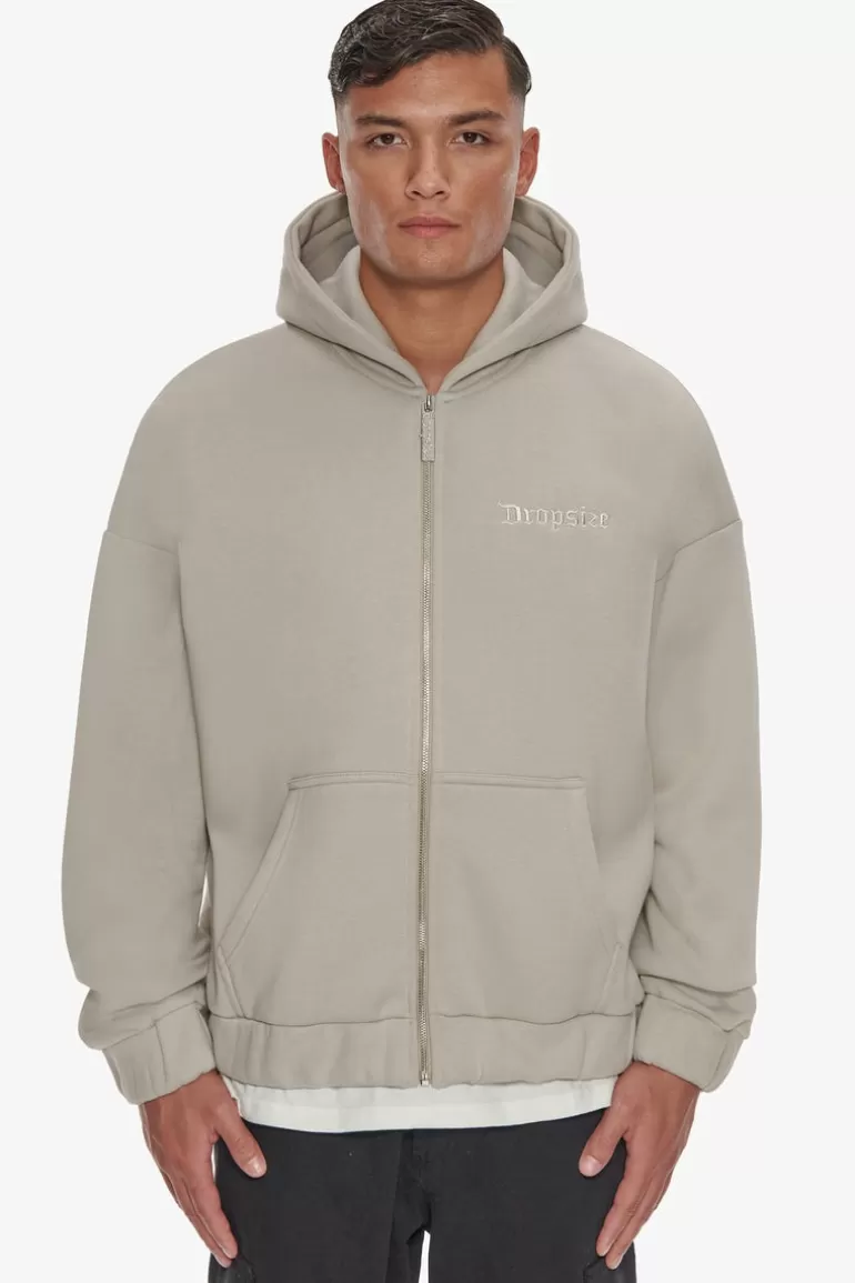 Discount Dropsize Heavy Oversize Zip Hoodie Pumice Stone