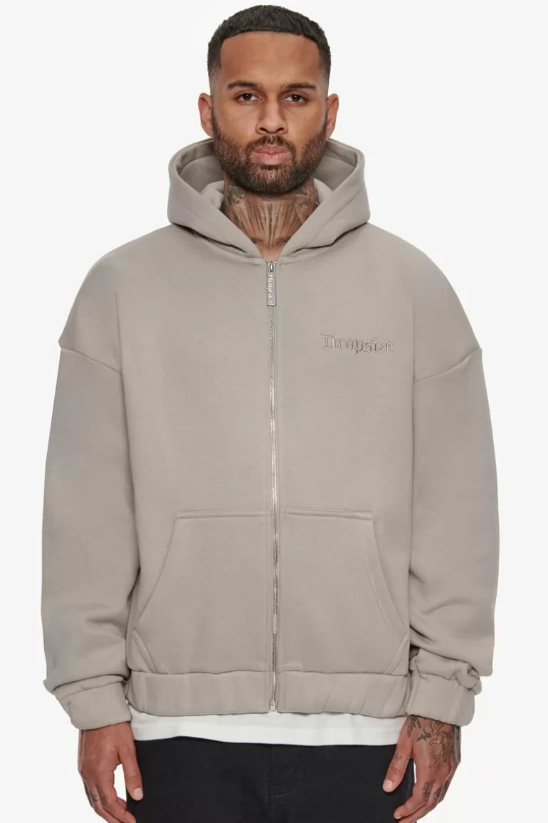 Store Dropsize Heavy Oversize Zip Hoodie Silver Grey