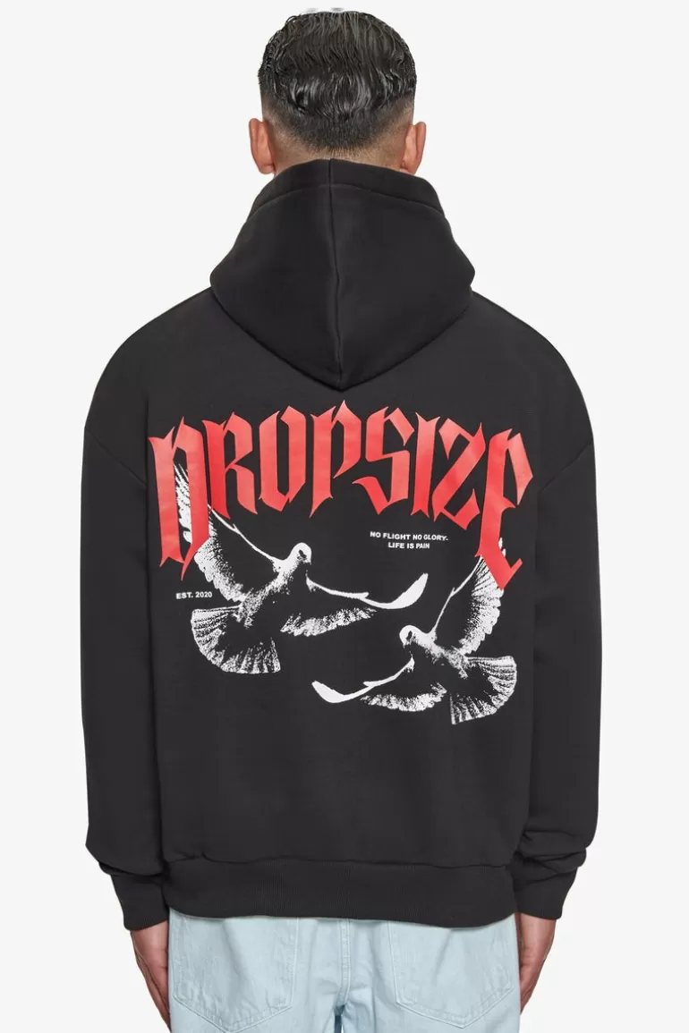 Online Dropsize Heavy Overzize No Fight No Glory Hoodie Black