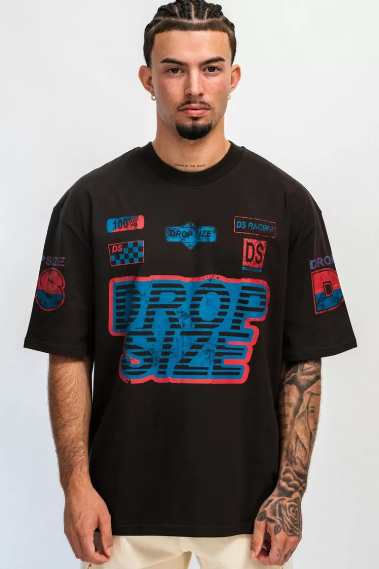 Store Dropsize Heavy Racing T-Shirt Washed Black