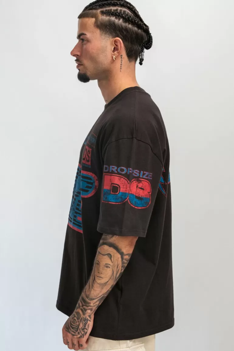 Store Dropsize Heavy Racing T-Shirt Washed Black