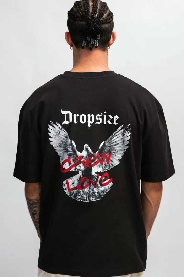 New Dropsize Heyvy Oversize Crew Dove T-Shirt Washed Black