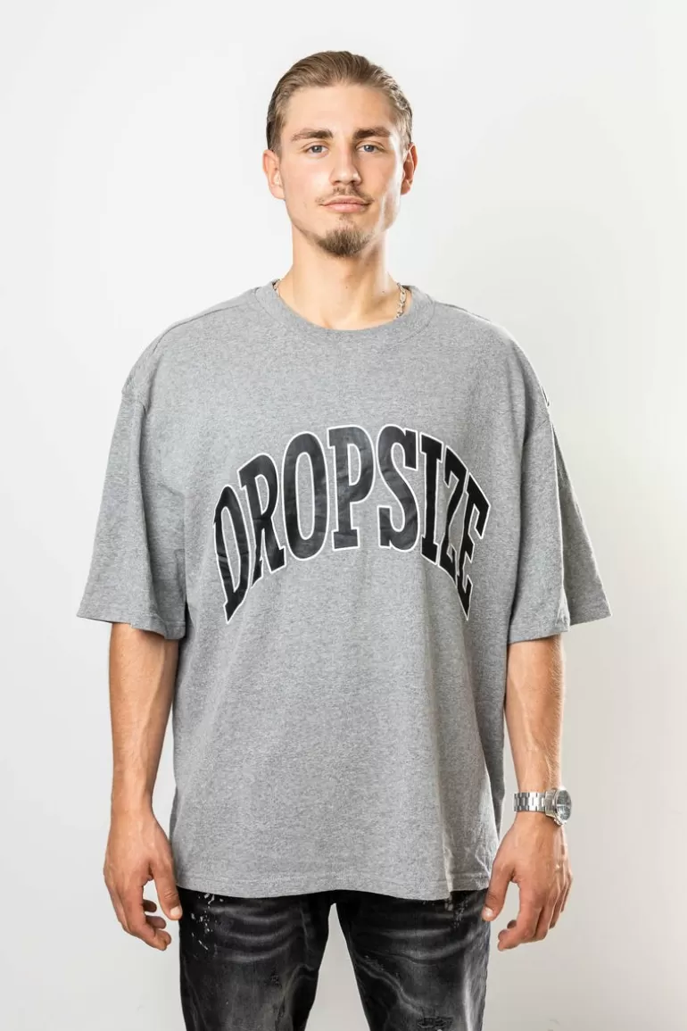 Cheap Dropsize Logo Design Heavy T-Shirt Heather Grey