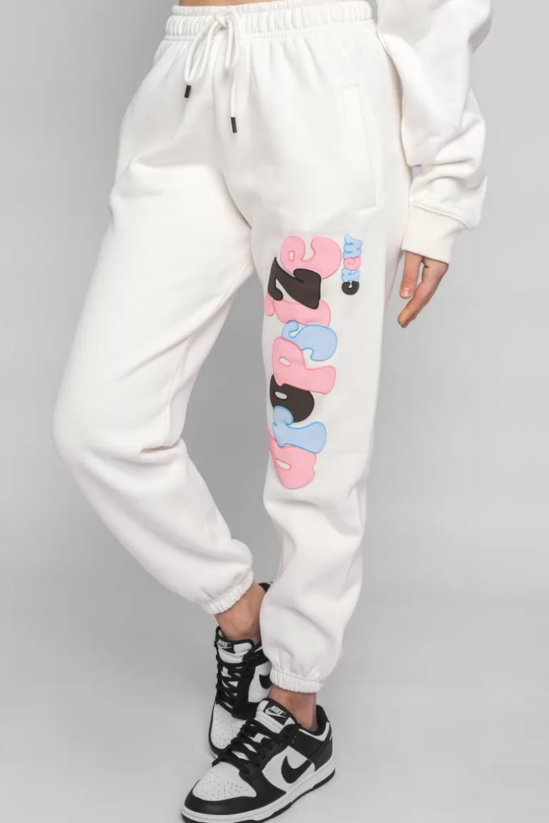 Store Dropsize Puffer Print Mixed Colour Jogger Cream White