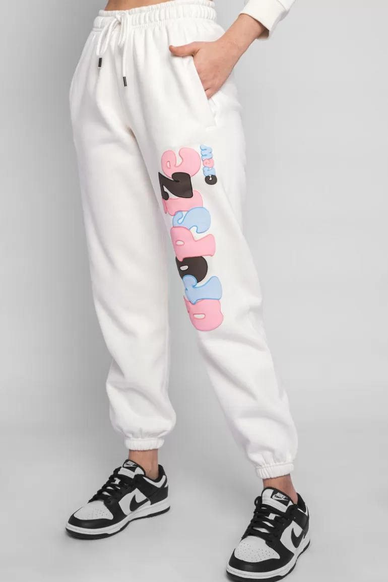 Store Dropsize Puffer Print Mixed Colour Jogger Cream White