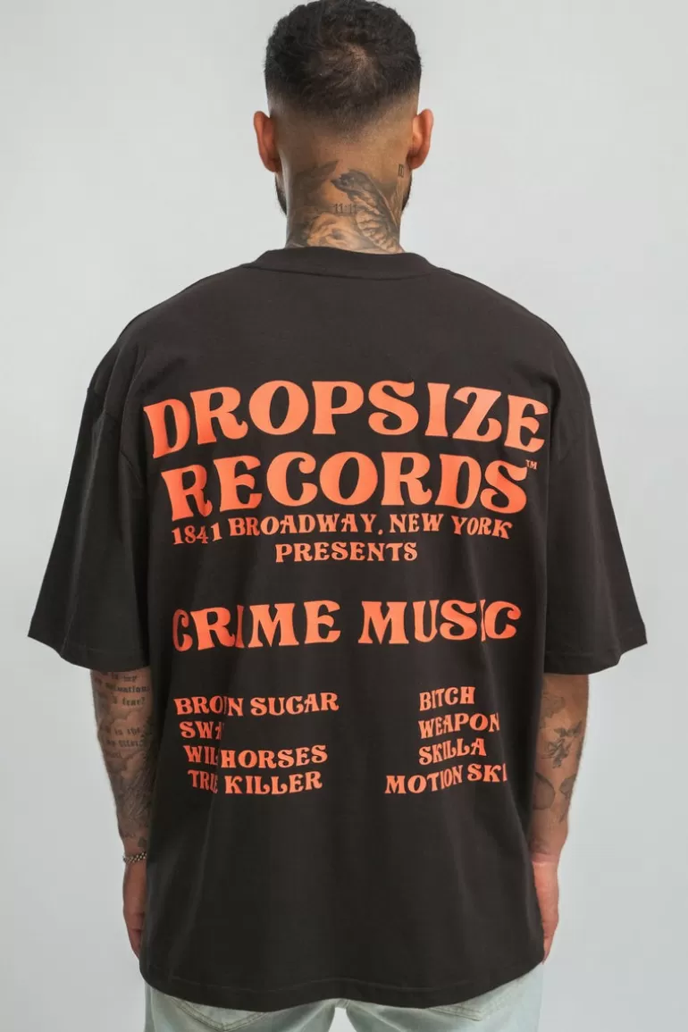 Fashion Dropsize Records'' T-Shirt Washed Black