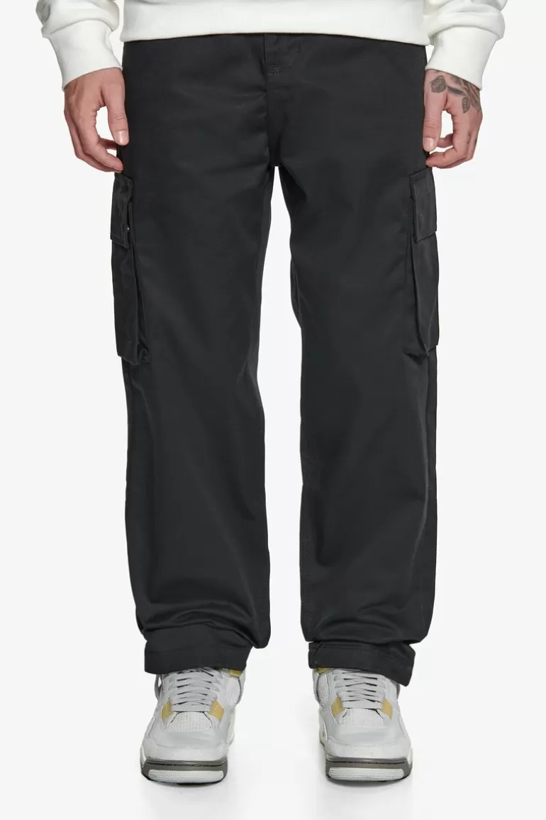 Cheap Dropsize Single Cargo Pocket Work Wear Pants Black