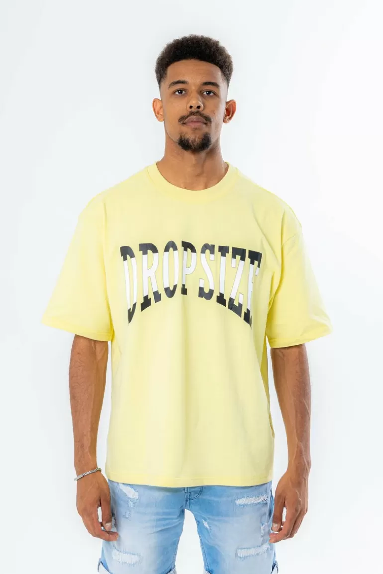 Hot Dropsize Split Design Heavy T-Shirt Yellow