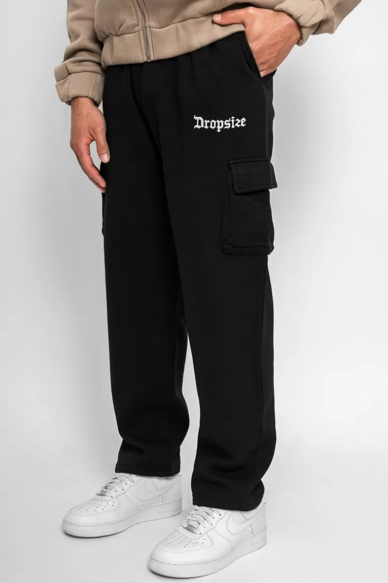 Fashion Dropsize Straight Leg Cargo Sweat Pants Black