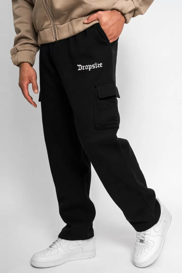 Fashion Dropsize Straight Leg Cargo Sweat Pants Black