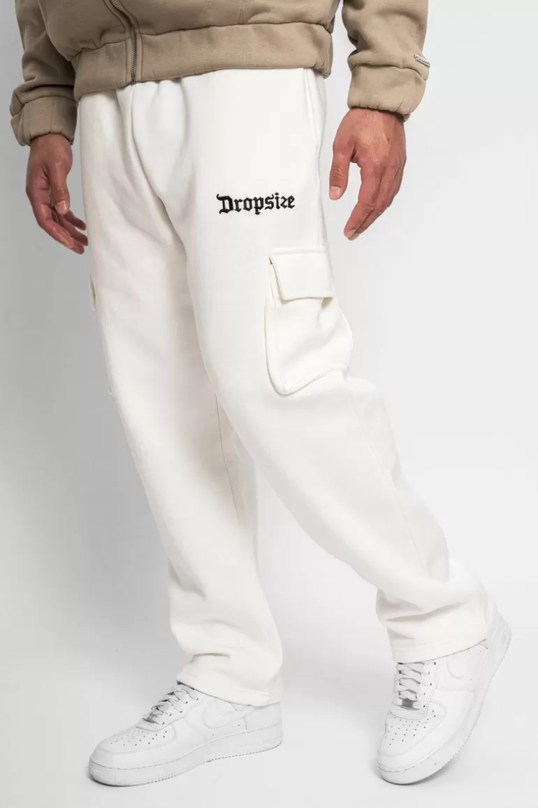 Fashion Dropsize Straight Leg Cargo Sweat Pants Cream