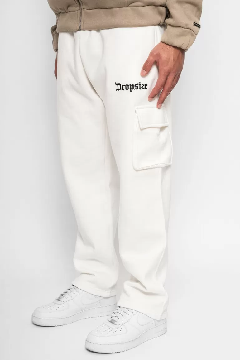 Fashion Dropsize Straight Leg Cargo Sweat Pants Cream