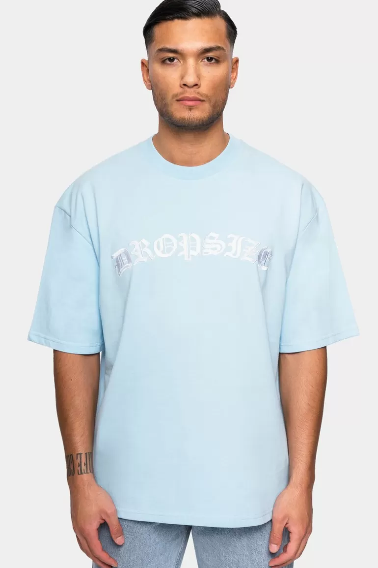 Clearance Dropsize Super Heavy Front Embo T-Shirt Baby Blue