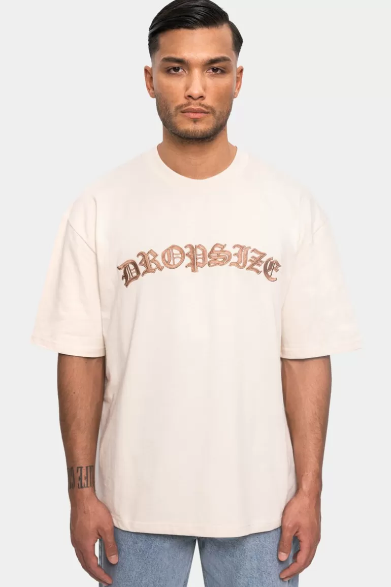 Outlet Dropsize Super Heavy Front Embo Tshirt Coconut Milk