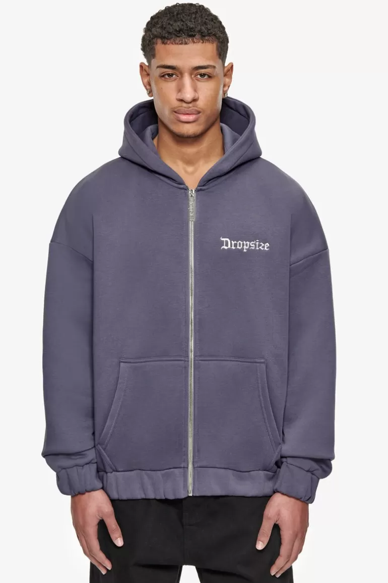 Clearance Dropsize Super Heavy Overisze Blank Zip Hoodie Granite