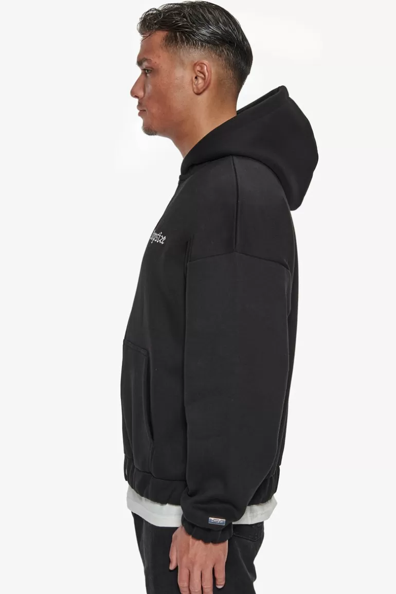 Discount Dropsize Super Heavy Oversize Blank Zip Hoodie Black