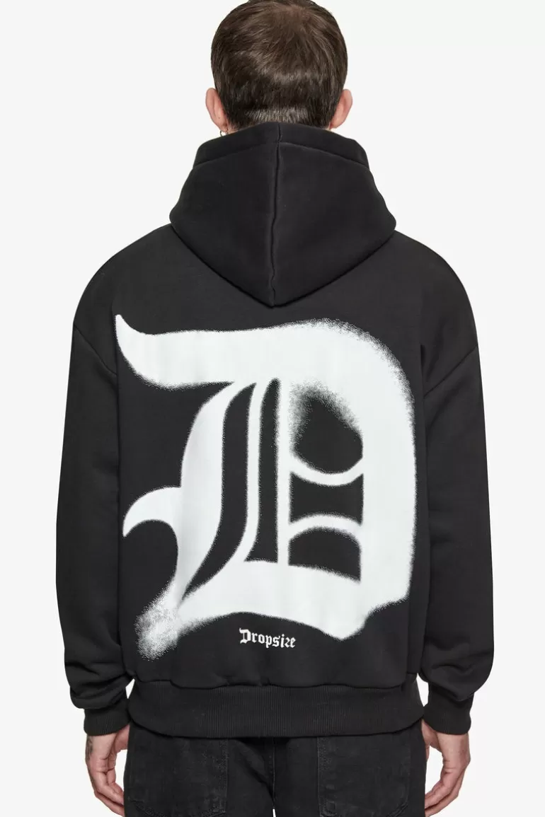 Shop Dropsize Super Heavy Oversize Blurred Logo Hoodie Black