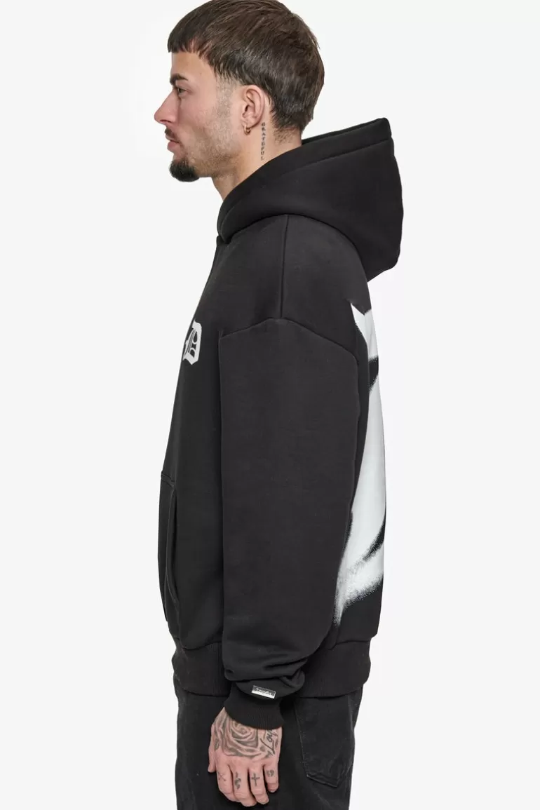 Shop Dropsize Super Heavy Oversize Blurred Logo Hoodie Black