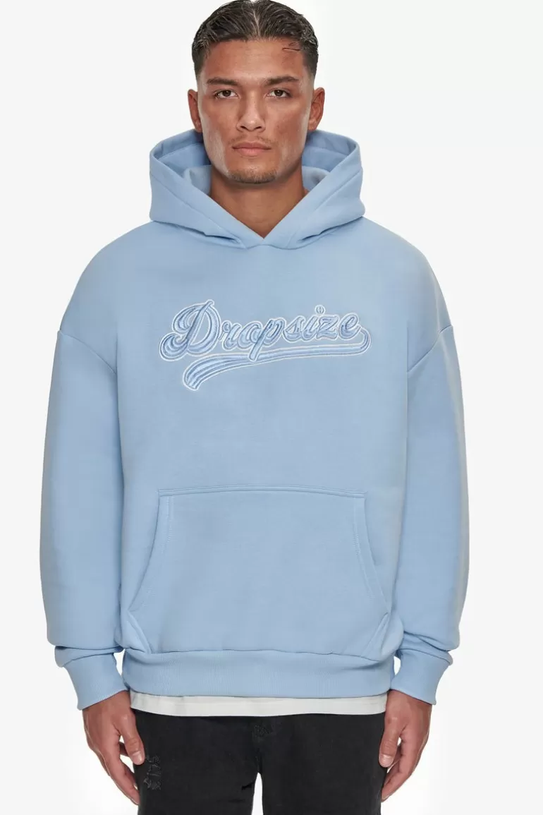 Flash Sale Dropsize Super Heavy Oversize Smooth Logo Hoodie Baby Blue