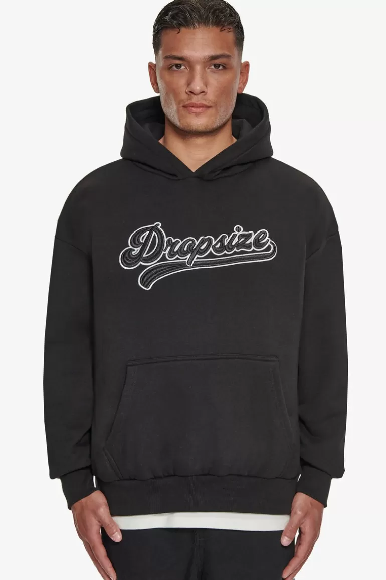 New Dropsize Super Heavy Oversize Smooth Logo Hoodie Black