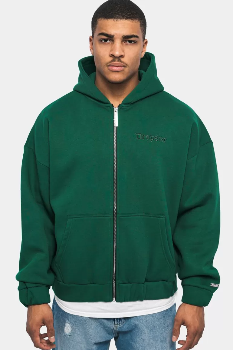 Outlet Dropsize Super Heavy Oversize Zip Hoodie Green