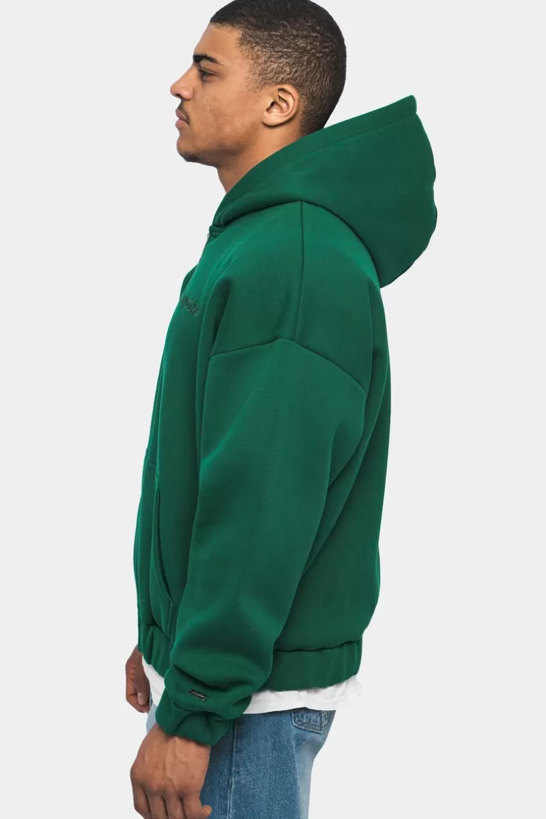 Outlet Dropsize Super Heavy Oversize Zip Hoodie Green