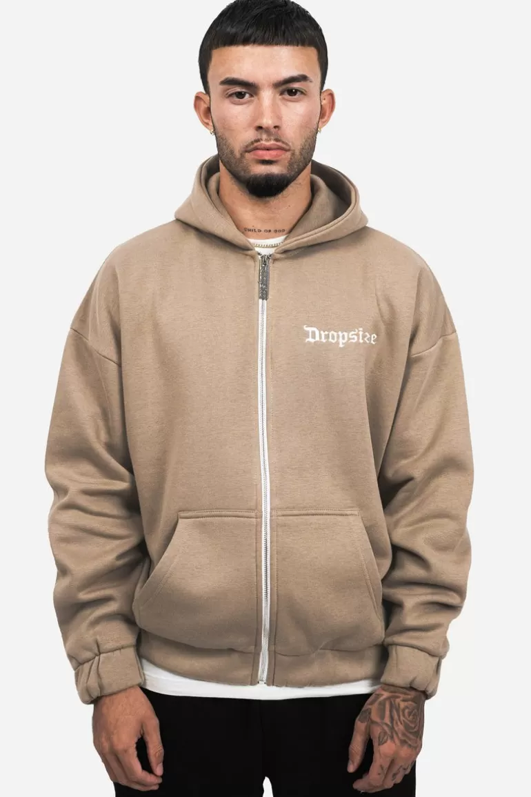 Outlet Dropsize Super Heavy Oversize Zip Hoodie Silver Mink