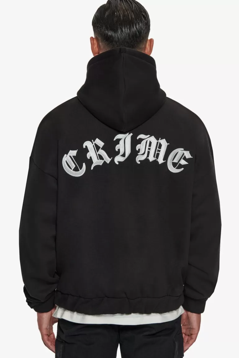 Flash Sale Dropsize Super Heavy Oversized Crime Zip Hoodie Black